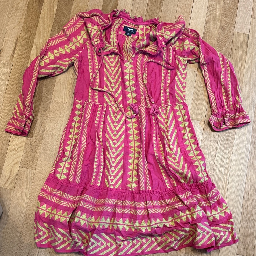 Maeve for Anthropologie Pink and green Patterned Dress